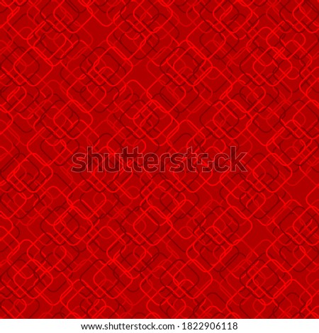 intersected squares with round corners. red repetitive background. fabric swatch. wrapping paper. geometric shapes. design element for decor, apparel, phone case, textile.  vector seamless pattern