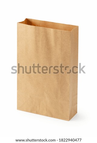 A brown paper bag on a white background