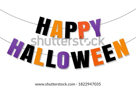 Happy Halloween Bunting Flags Isolated White Background, Vector Illustration