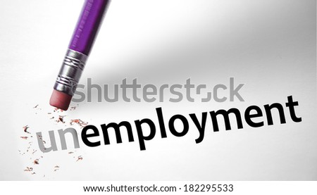 Eraser changing the word Unemployment for Unemployed