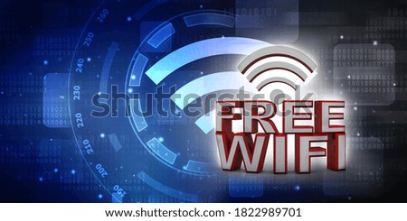 3d illustration free WiFi  sign

