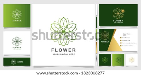 Minimalist elegant flower ornament logo template with business card design