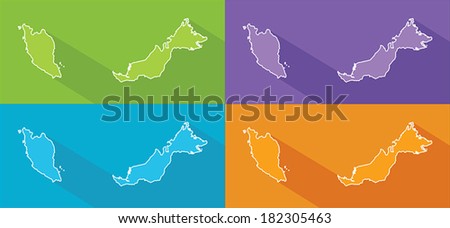 Colorful map silhouette with shadow - Malaysia