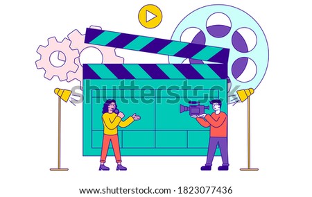 Production of high-quality video content abstract concept. Vector illustration