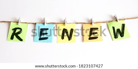 RENEW concept - colorful sticky notes with word seo on the white background