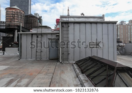 These are photos of a rooftop in Manhattan. Royalty-Free Stock Photo #1823132876