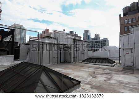These are photos of a rooftop in Manhattan. Royalty-Free Stock Photo #1823132879