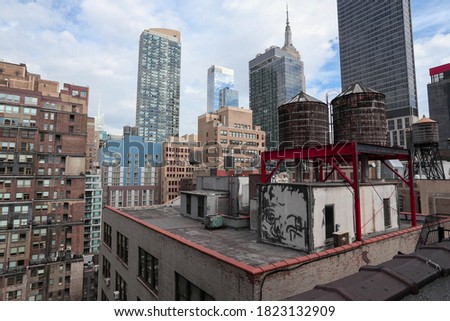 These are photos of a rooftop in Manhattan. Royalty-Free Stock Photo #1823132909
