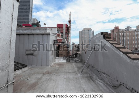 These are photos of a rooftop in Manhattan.