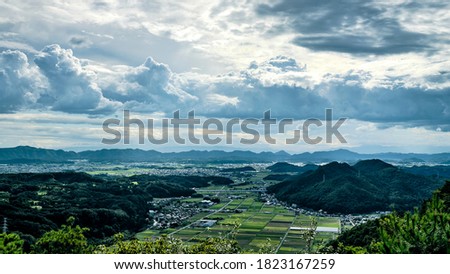 Japanese countryside scenery and summer clouds