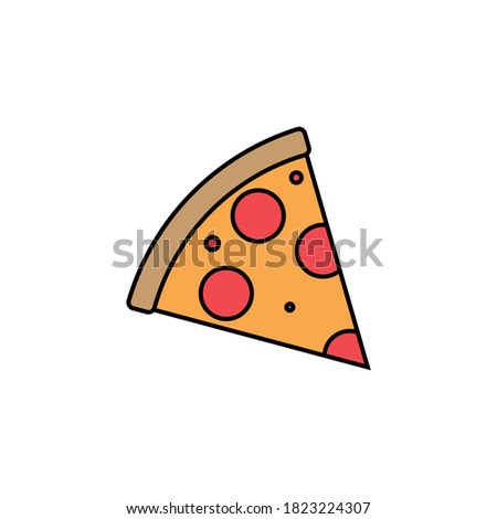 Pizza icon with colour. Pizza isolated on white background. Vector