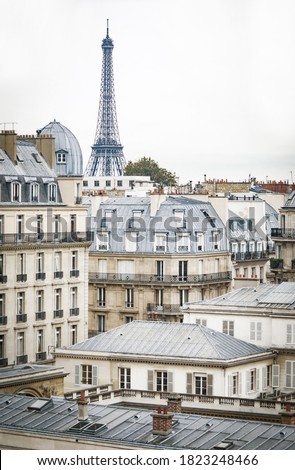 Roofs of paris, with eifiel tower in the background