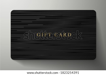 Gift card with horizontal lines on back background. Formal dark template useful for any invitation design, shopping card (loyalty card), voucher or gift coupon Royalty-Free Stock Photo #1823254391