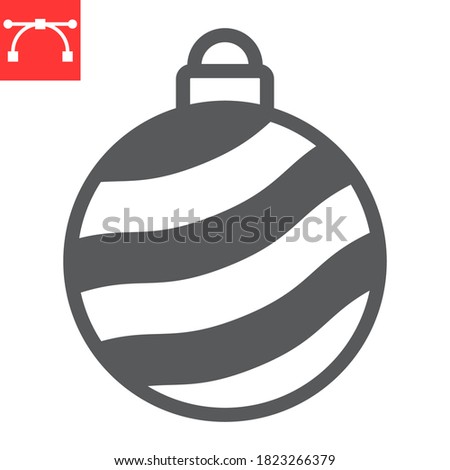 Christmas tree ball glyph icon, merry christmas and xmas, christmas bauble sign vector graphics, editable stroke solid icon, eps 10