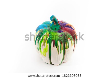 Colorful pumpkin on white background. Art background for halloween thanksgiving harvest