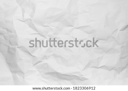 White crumpled paper texture background. Clean white paper. Top view.