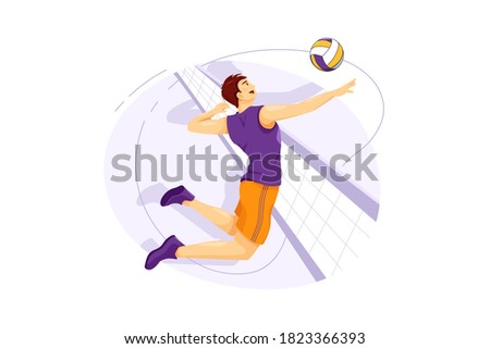 Volleyball flat vector illustration concept on white background.