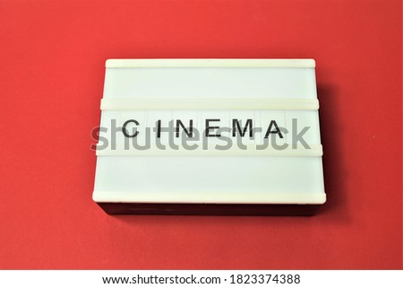lightbox with the word cinema