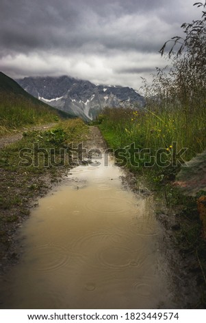 Bad weather on a hiking day in austrian alps
