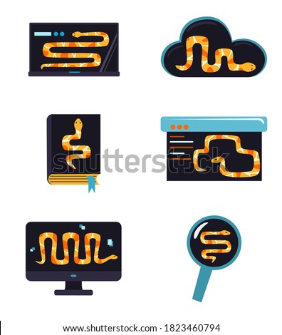Python code language sign. Programming coding and developing concept. Software development. Programming language