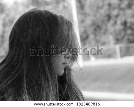 black and white portrait of a young beautiful girl