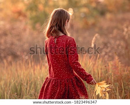 Smiling little girl with autumn leaves