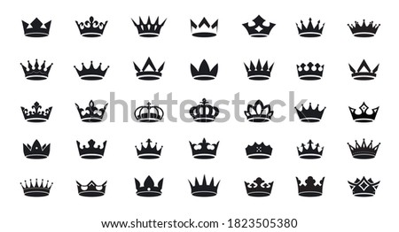 Set vector king crowns icon on white background. Vector Illustration. Emblem, icon and Royal symbols.