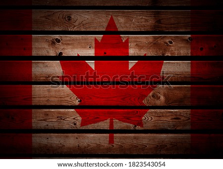 Flag Of Canada. Retro style on the boards.