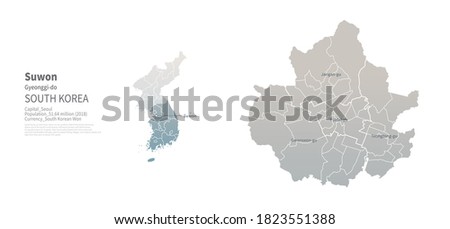 Suwon-si map. Map by Administrative Region of Korea. Royalty-Free Stock Photo #1823551388