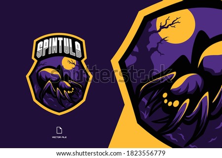 purple spider mascot esport game logo badge 