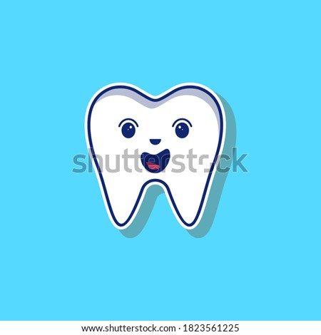 Illustration of graphic cute tooth cartoon vector icon illustration icon concept isolated