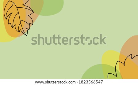 Autumn leaf in a hand drawn linear style on colorful background.
