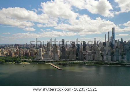 Aerial Photo of Manhattan Skyline over Hudson River