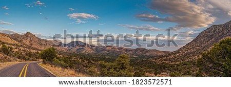 Panorama of Davis Mountains Scenic Loop near Sawtooth Mountain - Fort Davis Far West Texas Royalty-Free Stock Photo #1823572571
