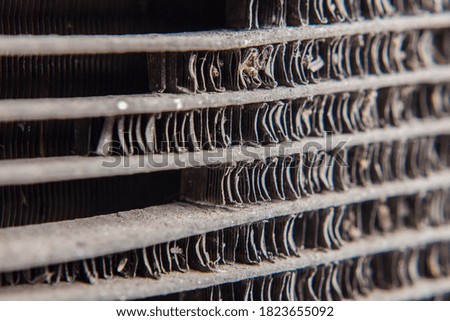 Dirty and dusty radiator close up