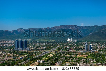 aerial photography and bird eye view of Islamabad city ,
the capital of Pakistan 