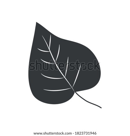linden leaf icon over white background, silhouette style, vector illustration