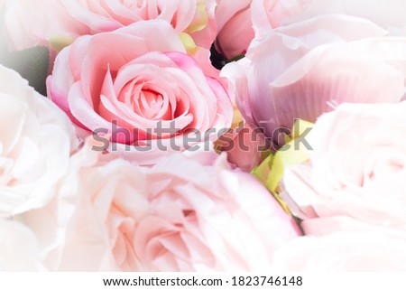 The pink rose flower fabric bouquet close up.
Pink rose made with fabric