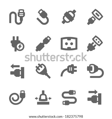 Simple set of plug in related vector icons for your design