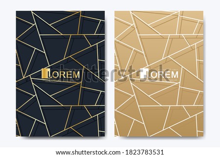 Modern vector template for brochure, leaflet, flyer, advert, cover, magazine or annual report in the A4 size. Golden company style for brandbook and guideline. Art deco style
