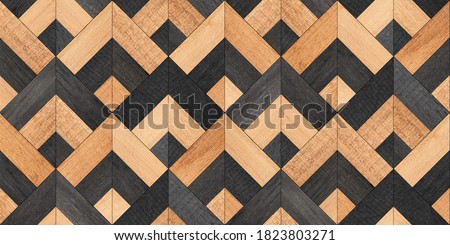 Wood texture background. Rough seamless parquet floor with geometric pattern. Old wooden planks.