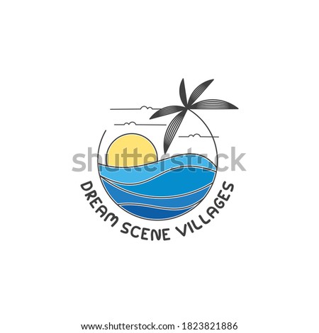 dream scene villages , summer ocean, nature and beauty logo