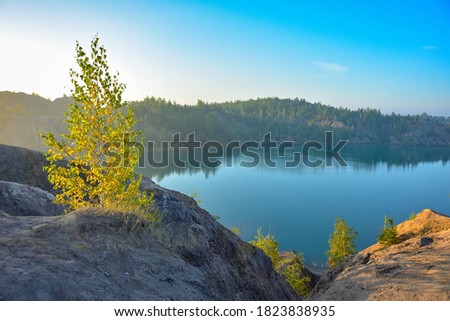 blue lake in an abandoned quarry, Romantsevo mountains, lake in an abandoned mine, blue lakes