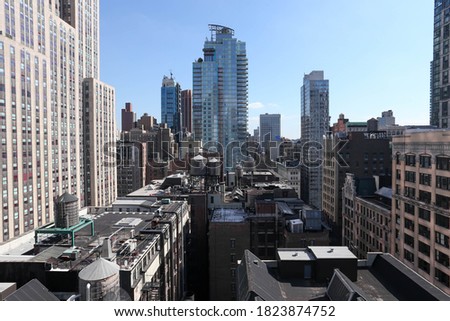 These are photos from a roof in Manhattan.  Royalty-Free Stock Photo #1823874752