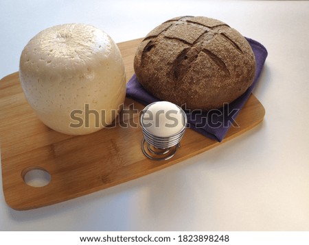 Cheese with bread and milk