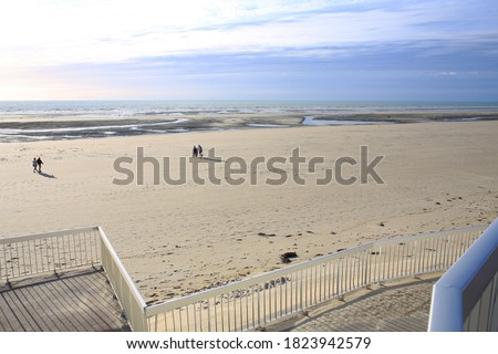 Scenic sand beach in Merlimont-Plage, Atlantic ocean in France
