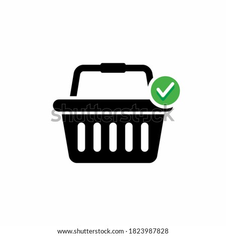 Black shopping cart with green check icon