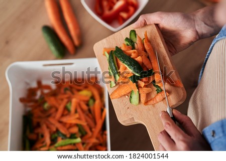 Top view of  organic waste thrown away into container Royalty-Free Stock Photo #1824001544