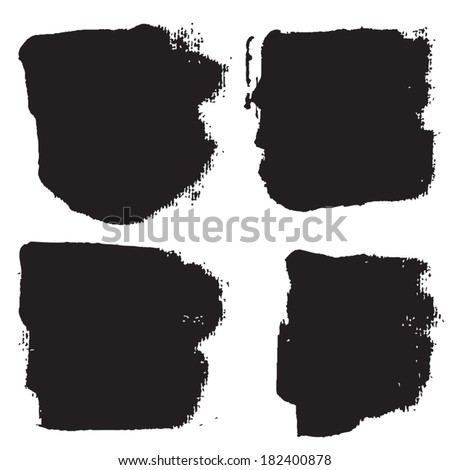 Splash blot banner set in paint black isolated on white background, abstract watercolor, handmade brush stroke, acrylic on canvas