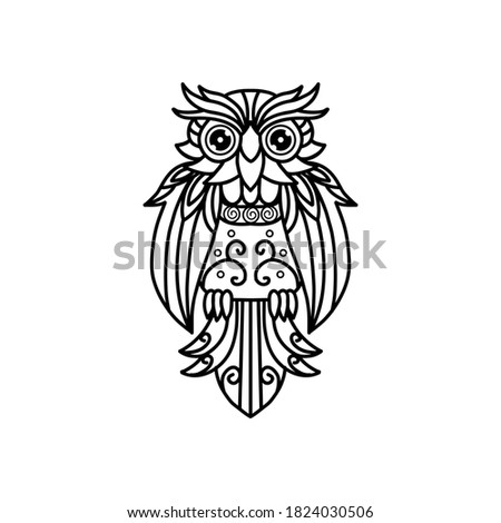 Black and white owl decoration, cut file owl illustration